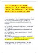 2023 ATI MENTAL HEALTH  VERSION A &comma; B &comma; C &comma; PROCTORED  EXAM AND ATI MENTAL HEALTH  PROCTORED RETAKE EXAM