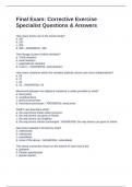 Final Exam&colon; Corrective Exercise Specialist Questions & Answers