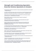 Strength and Conditioning Specialist - Exercise Science Questions & Answers