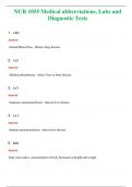 NUR 1055 &lpar; LATEST 2024 &sol; 2025 &rpar; MEDICAL ABBREVIATIONS&comma;  LABS AND DIAGNOSTIC TESTS &vert; NEW FULL QUESTIONS AND ANSWERS 100&percnt; CORRECT