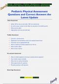 Pediatric Physical Assessment Questions and Correct Answers the  Latest Update
