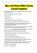 Bio 126 Final NKU Exam Latest Update 