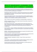 HEALTH INSURANCE LICENSING EXAM QUESTIONS WITH CORRECT ANSWERS