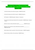 Registered Behaviour Technician Exam Questions with 100&percnt; Correct Answers&vert; Latest Update 2024
