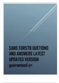 SANS FOR578 QUETIONS AND ANSWERS LATEST  UPDATED VERSION guaranteed a&plus;