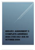 RSE4801 Assignment 5 &lpar;COMPLETE  ANSWERS&rpar; 2024 &lpar;705135&rpar;- DUE 30  October 2024