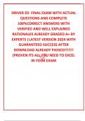 DRIVER ED  FINAL EXAM WITH ACTUAL QUESTIONS AND COMPLETE 100&percnt;CORRECT ANSWERS WITH VERIFIED AND WELL EXPLAINED RATIONALES ALREADY GRADED A&plus; BY EXPERTS &vert;LATEST VERSION 2024 WITH GUARANTEED SUCCESS AFTER DOWNLOAD ALREADY PASSED&excl;&excl;&excl;&excl;&excl;&excl;&excl; &lpar;PROVEN ITS ALL YOU NEE