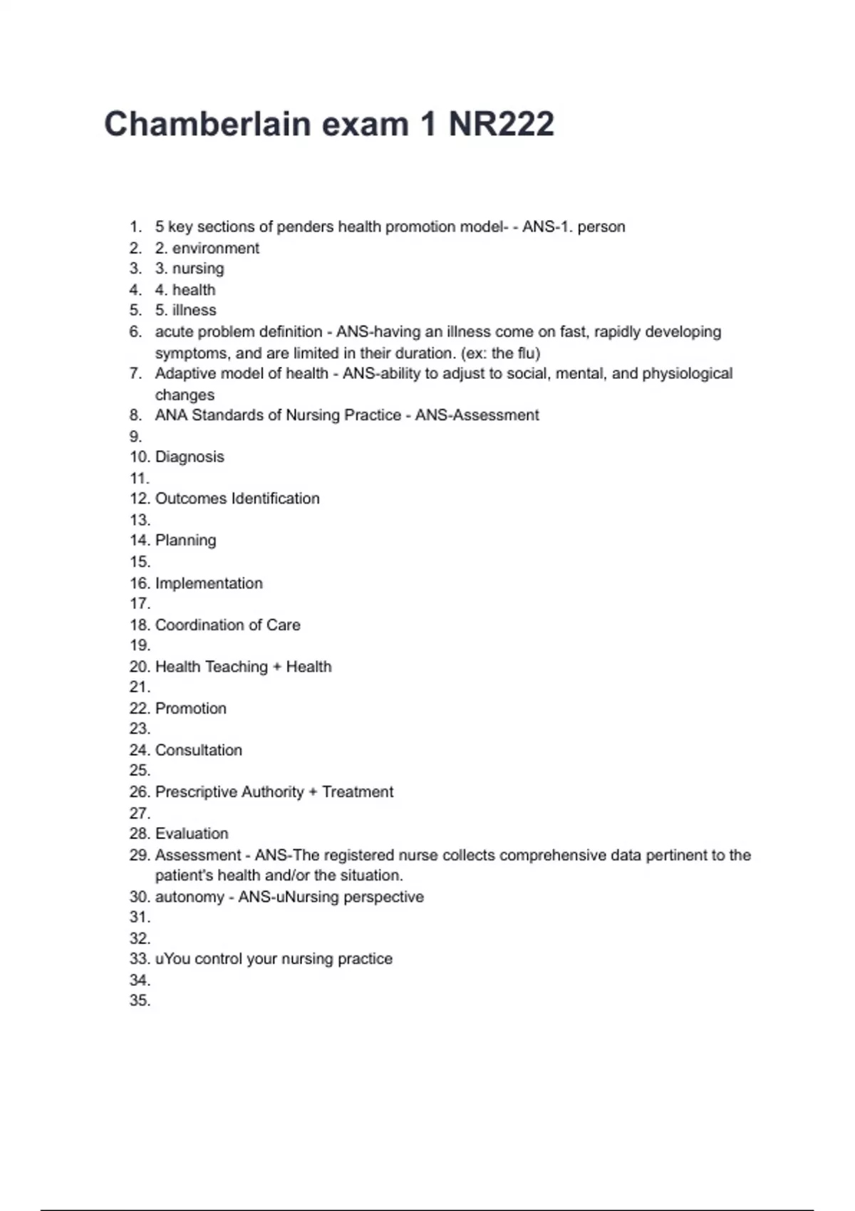 Chamberlain exam 1 NR222 questions and answers rated A+ 2025/2026 - NR ...