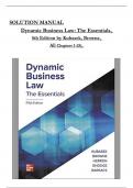 SOLUTION MANUAL for Dynamic Business Law&colon; The Essentials&comma; 5th Edition Kubasek&comma; Browne&comma; Herron&comma; All Chapters 1 to 25 complete Verified editon