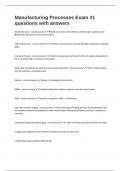 Manufacturing Processes Exam &num;1 questions with answers