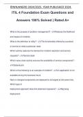ITIL 4 Exam PACKAGE DEAL QUESTIONS WITH 100&percnt; CORRRECT ANSWERS &vert; LATEST UPDATE &vert; VERIFIED AND APPROVED 