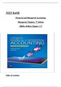 TEST BANK For Financial and Managerial Accounting&colon; Managerial Chapters&comma; 7th Edition &lpar;Miller-Nobles&rpar; All Chapters 1 to 11 complete Verified editon 