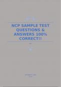 NCP SAMPLE TEST QUESTIONS & ANSWERS 100&percnt; CORRECT&excl;&excl;