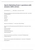 Sports Marketing Exam 1 questions with answers 100&percnt; correct