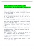 REAL ESTATE FINAL EXAM - 100 QUESTIONS WITH CORRECT ANSWERS&period;