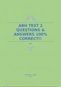 ABH TEST 2 QUESTIONS & ANSWERS 100&percnt; CORRECT&excl;&excl;
