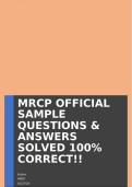 MRCP OFFICIAL SAMPLE QUESTIONS & ANSWERS SOLVED 100&percnt; CORRECT&excl;&excl;