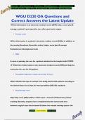 WGU D220 OA Questions and  Correct Answers the Latest Update