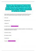 Pearson Vue Life Insurance Practice Exam Latest Update 2024-2025 Actual Exam from Credible Sources with Questions and Verified Correct Answers Golden Ticket to Guaranteed A&plus; Verified by Professor