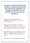 FLORIDA WASTEWATER 2024-2025 COMPLETE 200 QUESTIONS WITH  100&percnt; DETAILED VERIFIED AND  CORRECT ANSWERS ACTUAL  BRAND-NEW EXAM ALREADY GRADED A&plus;