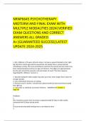  NRNP6645 PSYCHOTHERAPY  MIDTERM AND FINAL EXAM WITH MULTIPLE MODALITIES 2024&vert;VERIFIED EXAM QUESTIONS AND CORRECT ANSWERS ALL GRADED A&plus;&vert;GUARANTEED SUCCESS&vert;LATEST UPDATE 2024-2025