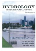 Solutions Manual for Hydrology and Floodplain Analysis 5th edition by  Philip B&period; Bedient &lpar;Author&rpar;&comma; Wayne C&period; Huber &lpar;Author&rpar;&comma; Baxter E&period; Vieux &lpar;Author&rpar;
