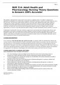NUR 314&colon; Adult Health and Pharmacology Nursing Theory Questions & Answers 100&percnt; Accurate&excl;
