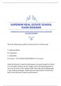 SUPERIOR REAL ESTATE SCHOOL EXAM 20242025 WITH GUARANTEED ACCURATE ANSWERS