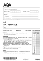 AS-Level AQA 2026 Mathematics Paper 1 &sol; 2 Papers Only