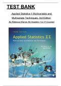Test Bank For Applied Statistics II Multivariable and Multivariate Techniques&comma; 3rd Edition by Rebecca Warner All 1-17 Chapters Covered &comma;Latest Edition&comma; ISBN&colon;9781544398723