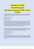 Oncology Test Bank 2024 2025 updated Questions And Answers 100&percnt; correct Verified
