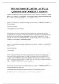 FIN 341 Final UPDATED ACTUAL  Questions and CORRECT Answers