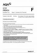 AQA GCSE FRENCH TEST TRANSCRIPT PAPER 1 2024&lpar;8658&sol;LF&colon; Foundation Tier Listening&rpar;