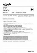 AQA GCSE FRENCH TEST TRANSCRIPT PAPER 1 2024&lpar;8658&sol;LH&sol;T&colon; Higher Tier Listening&rpar;