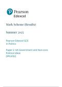 Pearson Edexcel A Level Politics Paper 2&lpar;9plo-02&rpar;June 2025 Final Mark scheme--UK Government and Non-core political Ideas