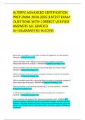 ALTERYX ADVANCED CERTIFICATION PREP EXAM 2024-2025&vert;LATEST EXAM QUESTIONS WITH CORRECT VERIFIED ANSWERS ALL GRADED A&plus;&vert;GUARANTEED SUCCESS