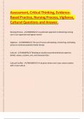 Assessment&comma; Critical Thinking&comma; Evidence-Based Practice&comma; Nursing Process&comma; Vigilance&comma; Cultural Questions and Answers&period;