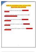 NURS 231 PATHOPHYS FINAL ACTUAL EXAM QUESTIONS AND ANSWERS
