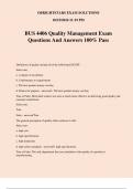 BUS 4406 Quality Management Exam Questions And Answers 100&percnt; Pass