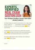 Your Michigan Chauffeur License&sol; Exam Q&A&sol; Already Graded A&plus;