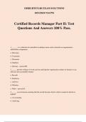 Certified Records Manager Part II&colon; Test Questions And Answers 100&percnt; Pass&period;