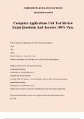 Computer Applications Unit Test Review Exam Questions And Answers 100&percnt; Pass&period;