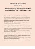 Dental Embryology&comma; Histology and Anatomy Exam Questions And Answers 100&percnt; Pass