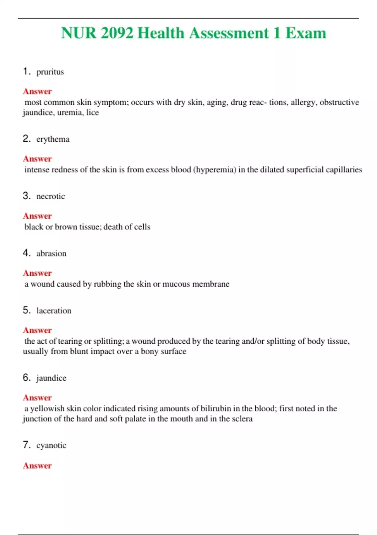 NUR 2092 ( LATEST 2024 / 2025 ) HEALTH ASSESSMENT 1 EXAM | PASSED | A+ ...