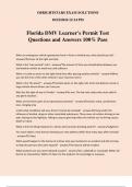 Florida DMV Learner's Permit Test Questions and Answers 100&percnt; Pass