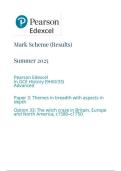 Pearson Edexcel A Level HISTORY Paper 3 option 33 &lpar;9hio-33&rpar; June 2025 Final Mark Scheme