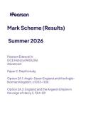 Pearson Edexcel A Level HISTORY Paper 2 option 2a &lpar;9hio-2a&rpar; June 2026 Final Mark scheme