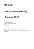 2026 Pearson Edexcel A Level HISTORY Paper 1 option 1b &lpar;9hio-1b&rpar; June 2026 Final Mark scheme