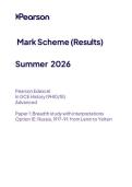 2026 Pearson Edexcel A Level HISTORY Paper 1 option 1e &lpar;9hio-1e&rpar; June 2026 Final mark scheme
