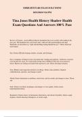 Tina Jones Health History Shadow Health Exam Questions And Answers 100&percnt; Pass